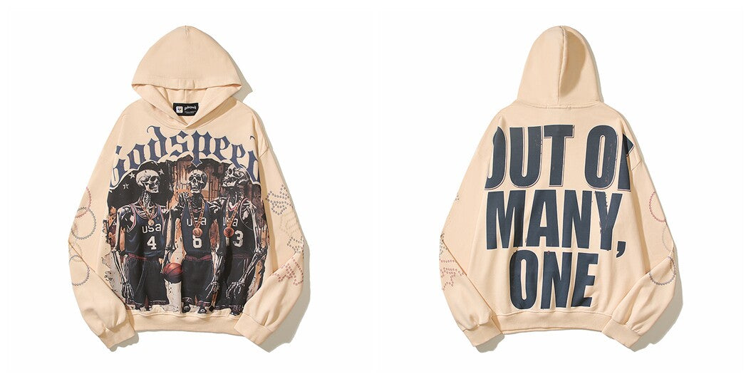 Vintage "Godspeed" Oversized Beige Hoodie
