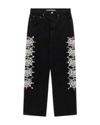 Sp5der Web Stone Denim Pants Black