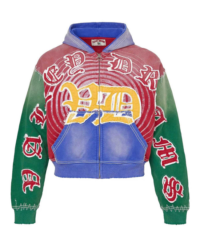Vale Forever Looney Tunes Multicolor Zip Up Hoodie Red/Green Hover Image