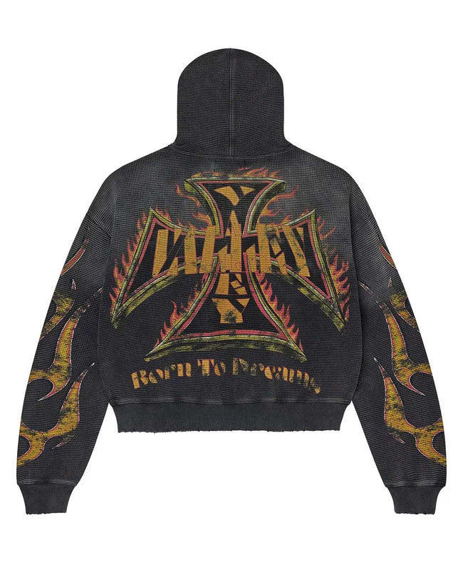 Vale Forever Reborn Waffle Zip Up Hoodie Black Main Image