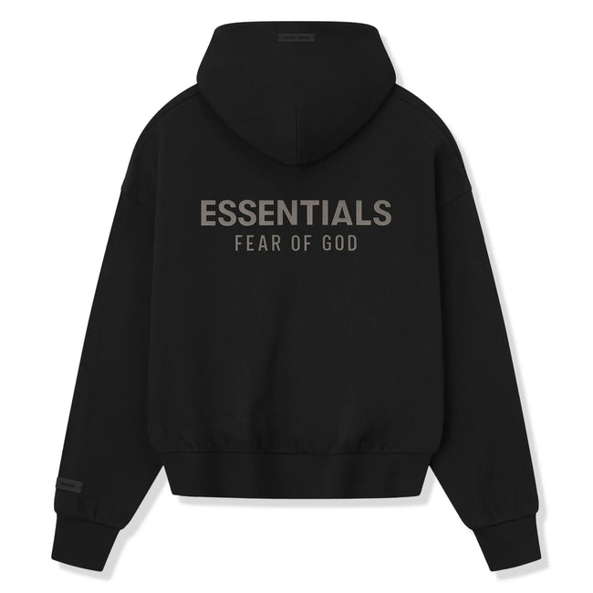 Fear Of God Essentials Classic Fleece Jet Black Metalic Zip-Up Hoodie (SS25) Main Image
