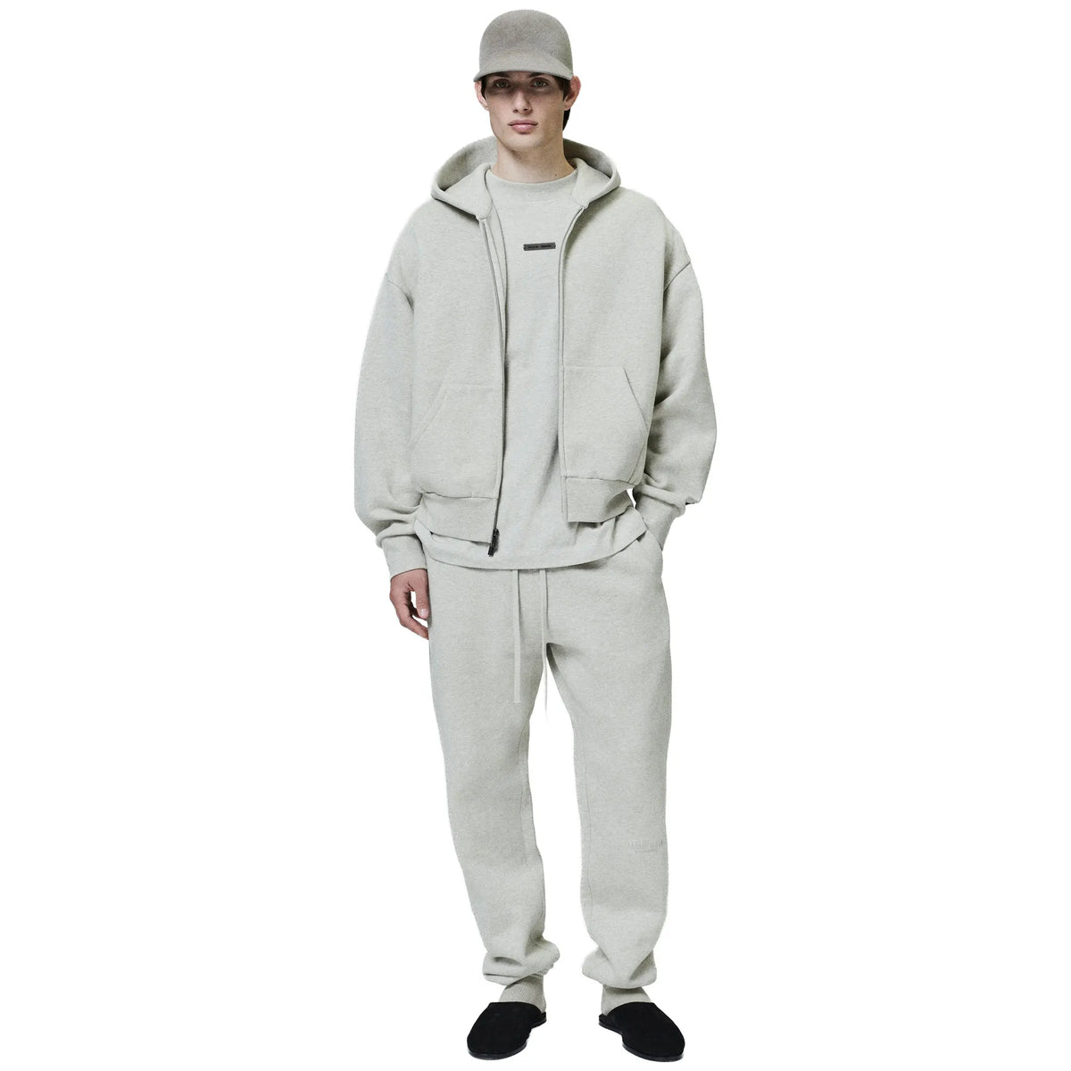 Fear Of God Essentials Classic Heather Stone Zip-Up Hoodie (SS25)