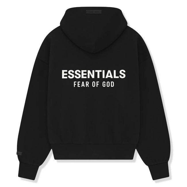 Fear Of God Essentials Classic Fleece Jet Black Zip-Up Hoodie (SS25) Main Image