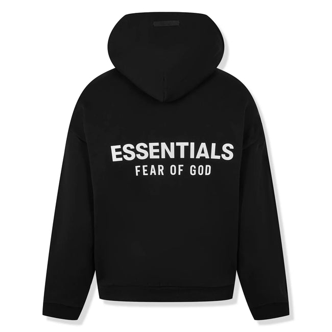 Fear Of God Essentials Fleece Black Hoodie (FW24) Main Image