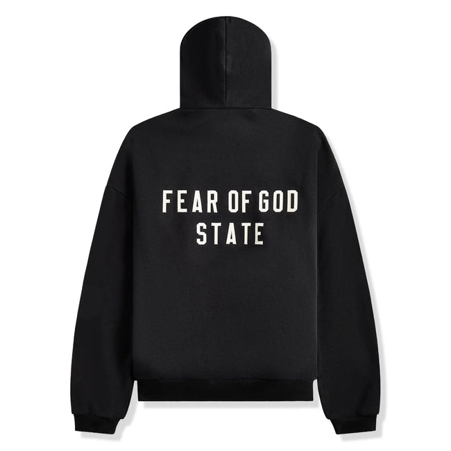 Fear Of God Essentials Heavy Fleece Black Zip-Up Hoodie (FW24) Main Image