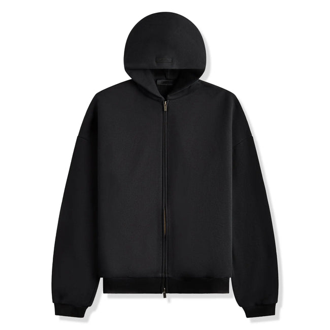 Fear Of God Essentials Heavy Fleece Black Zip-Up Hoodie (FW24) Hover Image